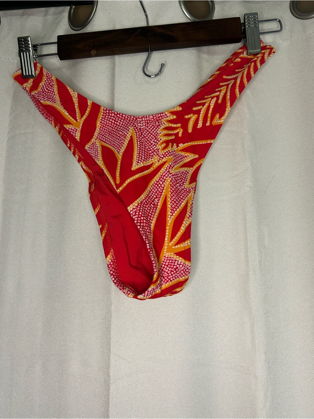 Aerie Red Printed Hi-Leg Cheeky Bottoms Beach Vacation Resort